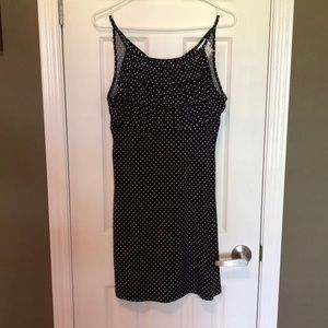 Little black polka dot sundress/front ruffles